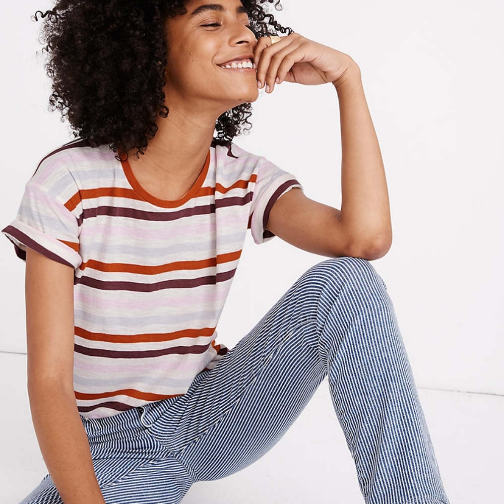 Whisper Cotton Crewneck in Lennie Stripe